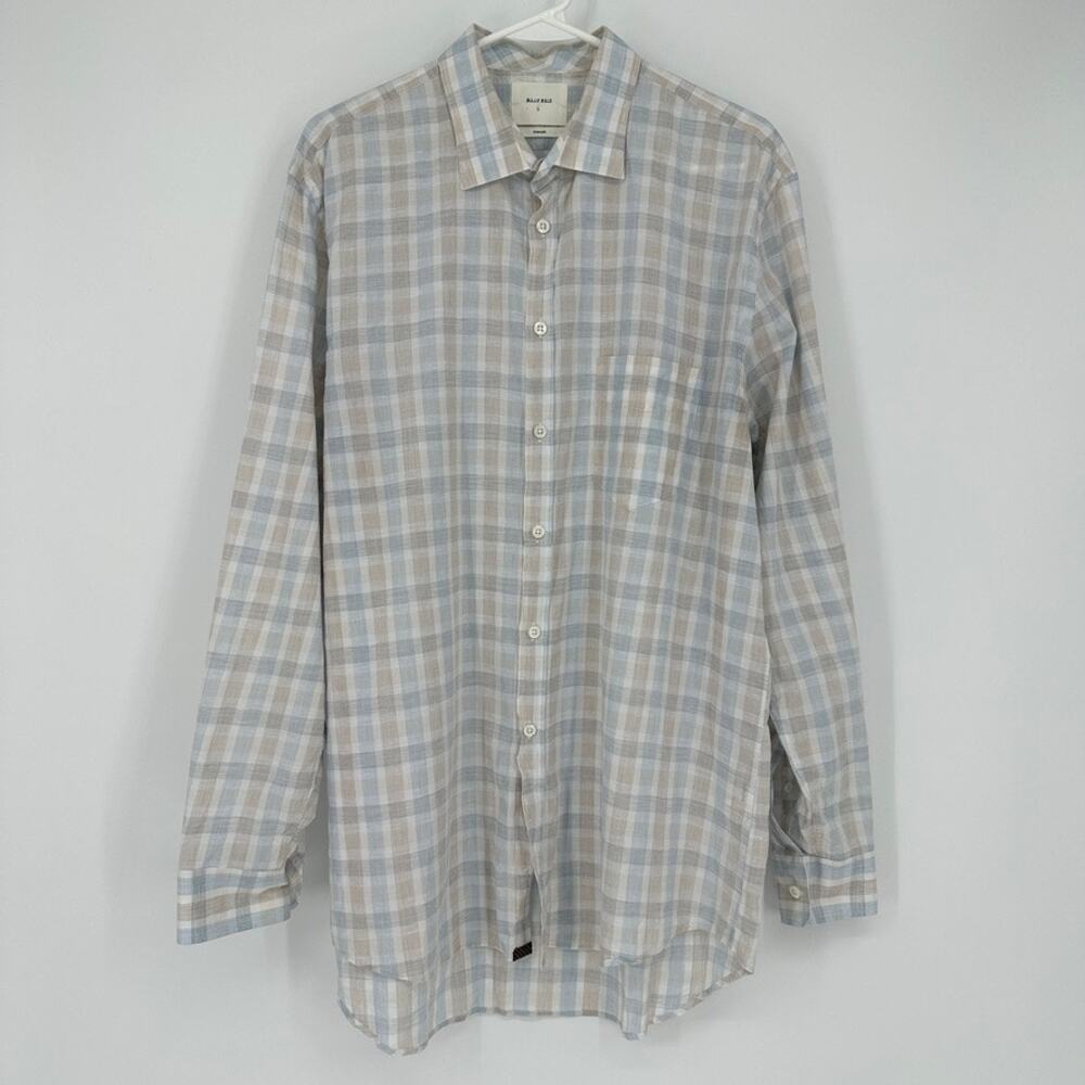 Billy Reid Shirt Mens LARGE Linen Blend Plaid Preppy Business Casual Summer